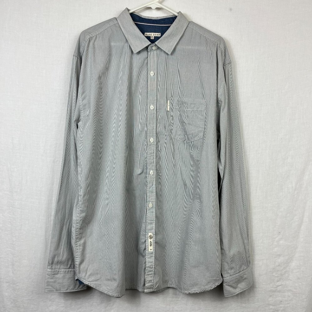 Marc Ecko Cut Sew Long‎ Sleeve Button Up Shirt Mens XL Pinstripe Dress Shirt